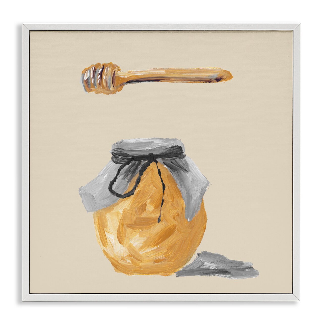 Stupell Industries Honey Jar over Tan Framed Giclee, design by Lucille Price